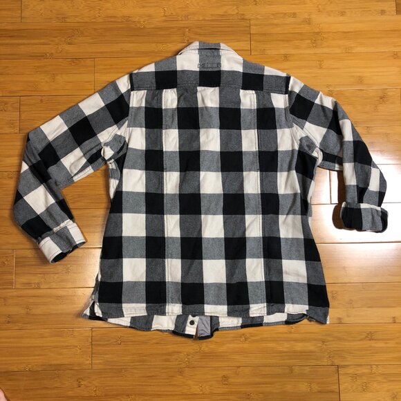 Duluth Women's Free Swingin Flannel Shirt Large Black White Goth Beetlejuice - Picture 6 of 10